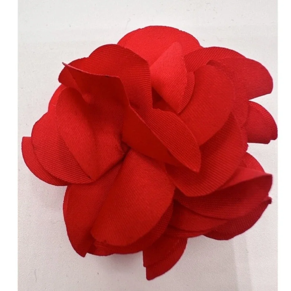 Red Fabric Flower Hair Clip Alligator Pinch Floral Petal Brooch Chic Pin J-01‎